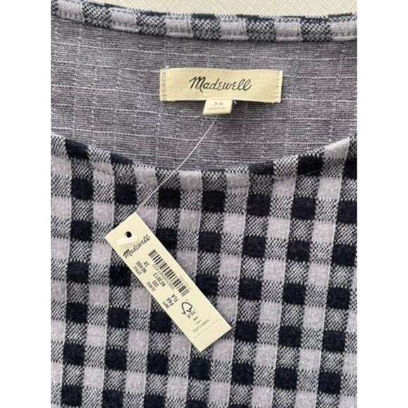 Madewell Sz 3X Gingham Knit Top Stretch Plus Summer Casual Preppy Boxy NWT - Picture 9 of 11